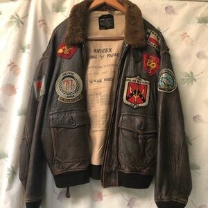 Avirex Brown Bomber Jacket with Vintage Flair